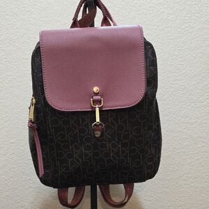 Calvin Klein Mauve and Dark Brown Backpack
